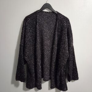Shimmering Midnight Eyelash Knit Cardigan